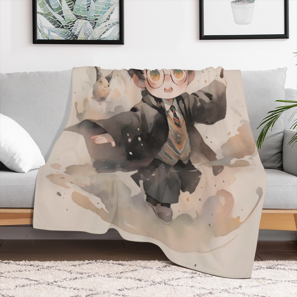 1pc Anime Cartoon Magician Pattern Digital Print Blanket Soft and Warm Blanket for Autumn and Winter Nap Blanket for Home Bedroom School Dormitory Office Lunch Break Outdoor Camping Multi-purpose All-