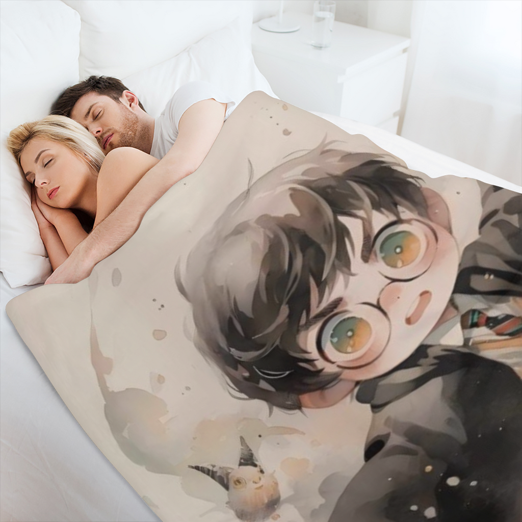 1pc Anime Cartoon Magician Pattern Digital Print Blanket Soft and Warm Blanket for Autumn and Winter Nap Blanket for Home Bedroom School Dormitory Office Lunch Break Outdoor Camping Multi-purpose All-