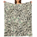 1pc Ultra- Soft Dollar Print Flannel Blanket - Cozy & Comfortable for Lounging, Napping & Travel - Perfect for Home, Office, School & Outdoor Adventures - A Thoughtful Gift Option