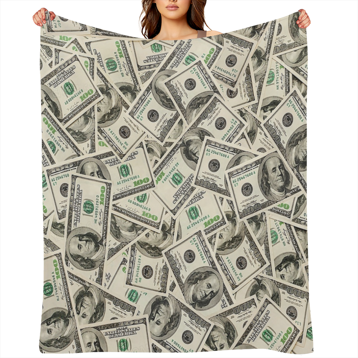 1pc Ultra- Soft Dollar Print Flannel Blanket - Cozy & Comfortable for Lounging, Napping & Travel - Perfect for Home, Office, School & Outdoor Adventures - A Thoughtful Gift Option