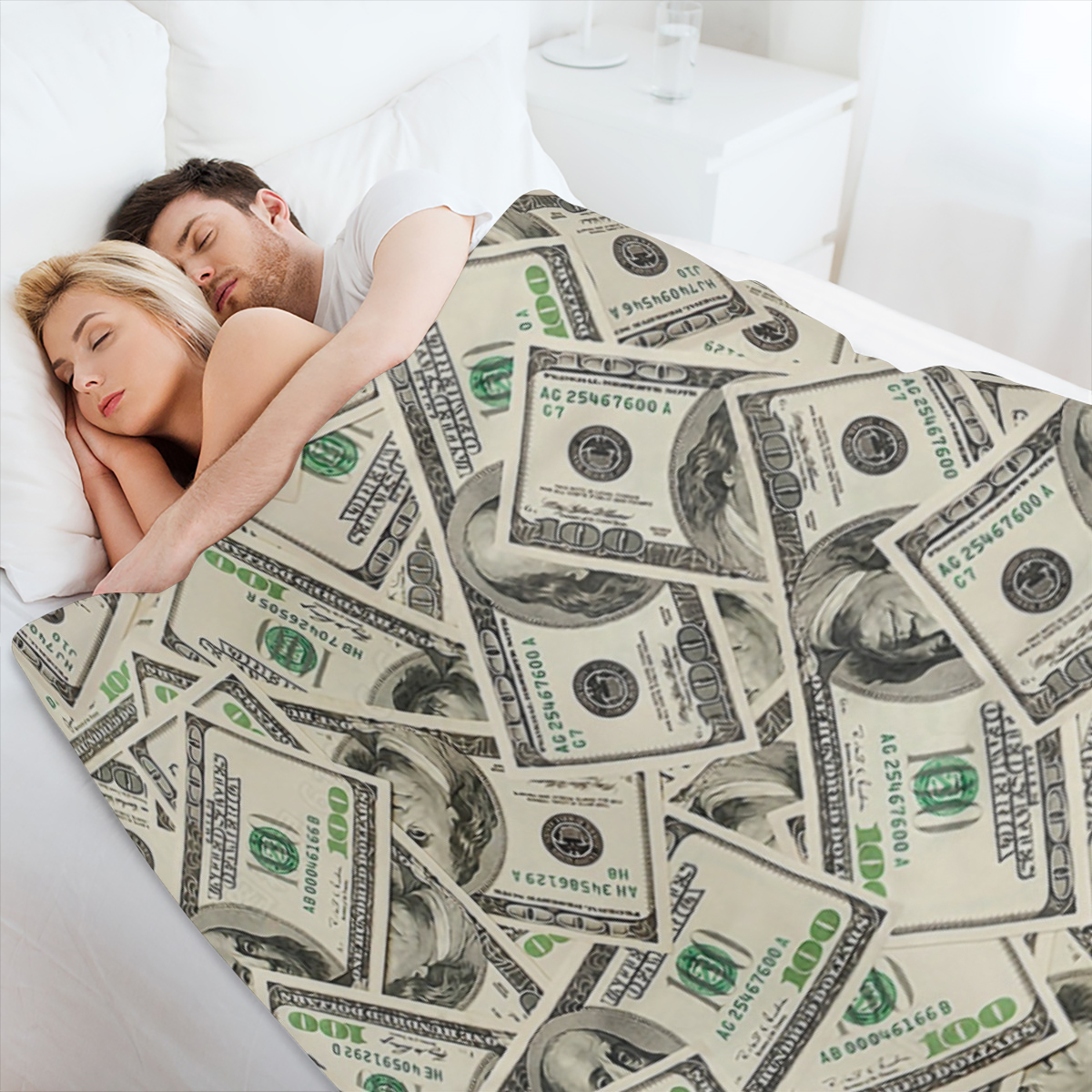 1pc Ultra- Soft Dollar Print Flannel Blanket - Cozy & Comfortable for Lounging, Napping & Travel - Perfect for Home, Office, School & Outdoor Adventures - A Thoughtful Gift Option