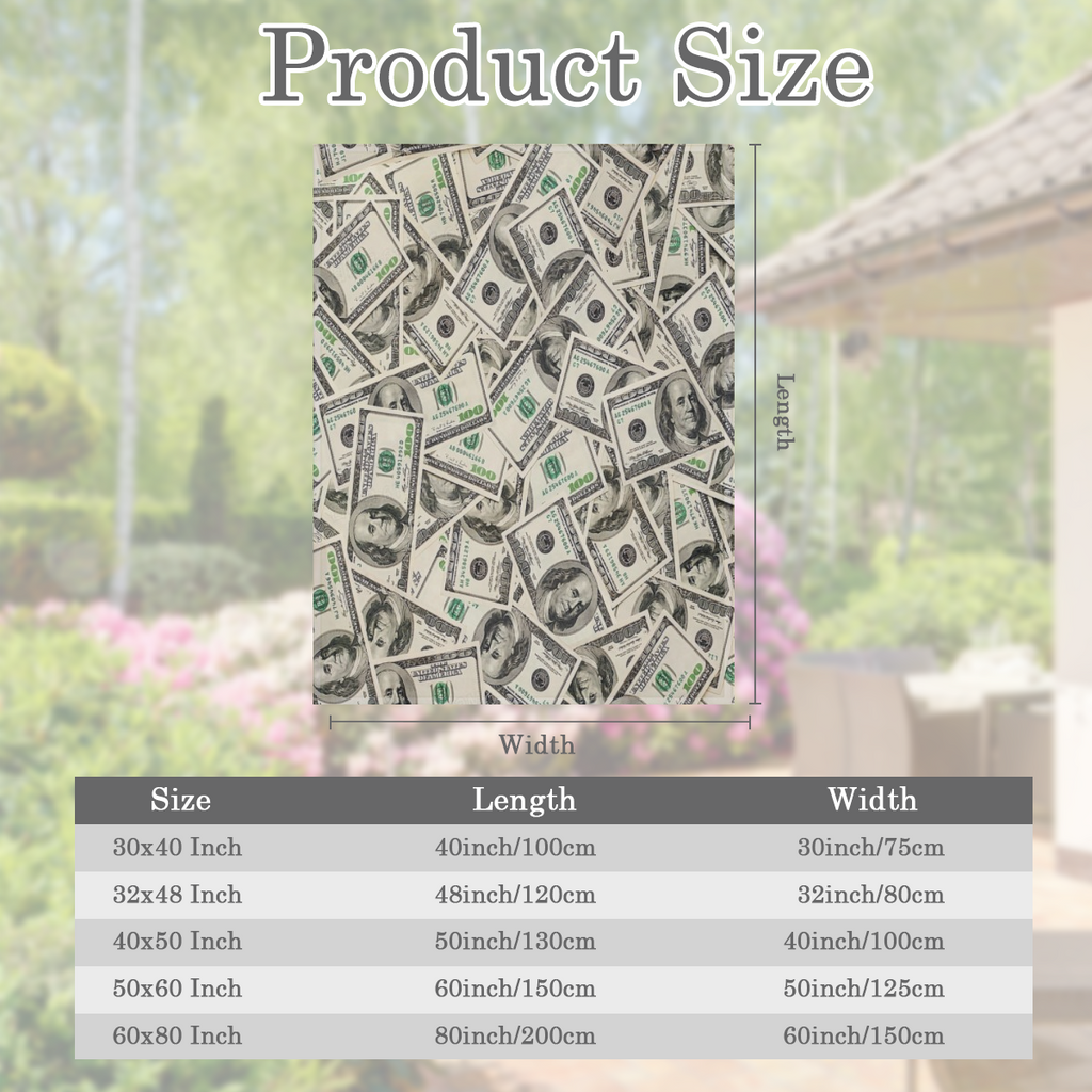 1pc Ultra- Soft Dollar Print Flannel Blanket - Cozy & Comfortable for Lounging, Napping & Travel - Perfect for Home, Office, School & Outdoor Adventures - A Thoughtful Gift Option
