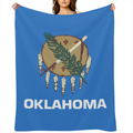 1pc Oklahoma State Flag Printed Adult Blanket Four Seasons Flannel Fleece Blanket Soft Warm Plush Blanket Sofa Bed Camping Travel Theater Ideal Flag Gift and Holiday Gift