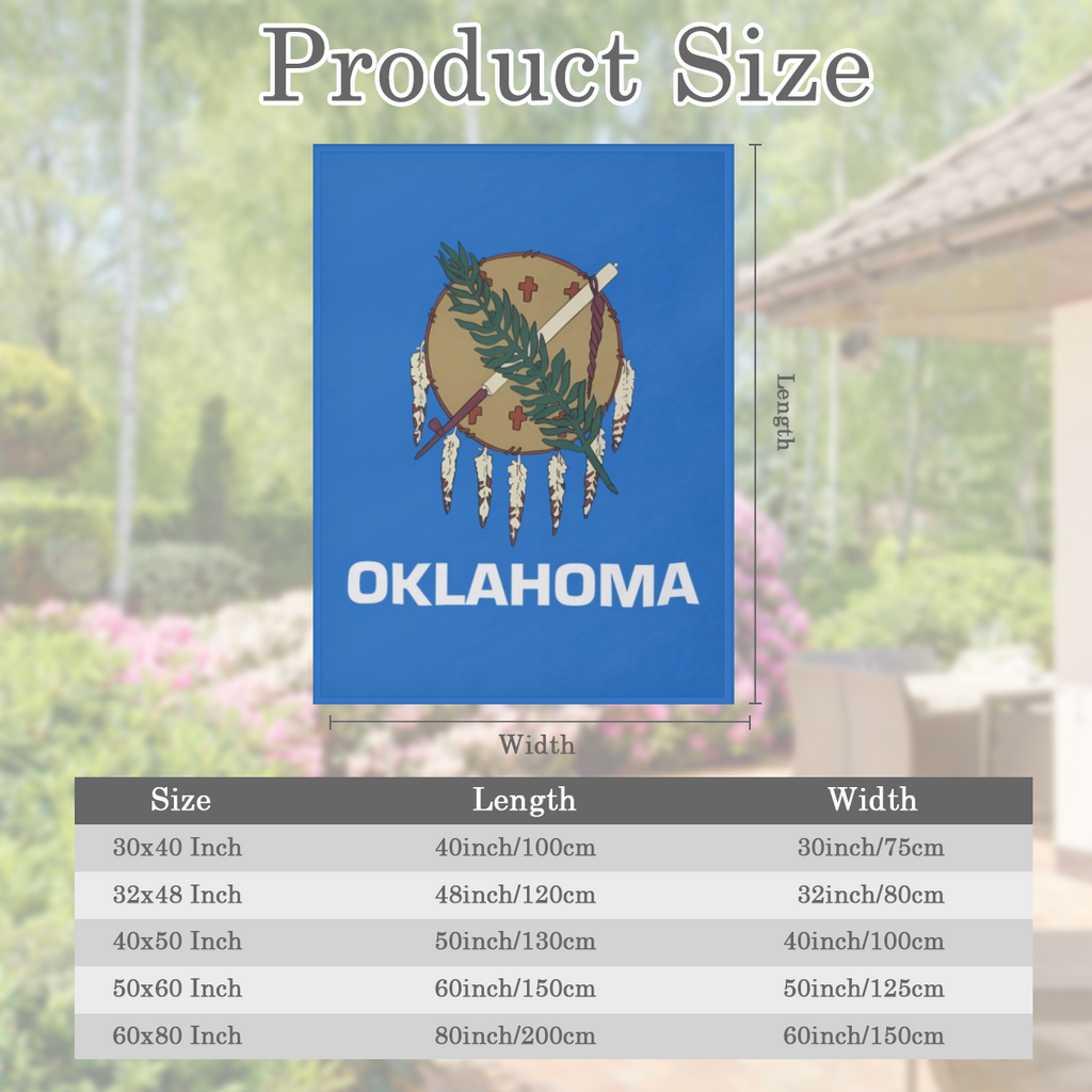 1pc Oklahoma State Flag Printed Adult Blanket Four Seasons Flannel Fleece Blanket Soft Warm Plush Blanket Sofa Bed Camping Travel Theater Ideal Flag Gift and Holiday Gift