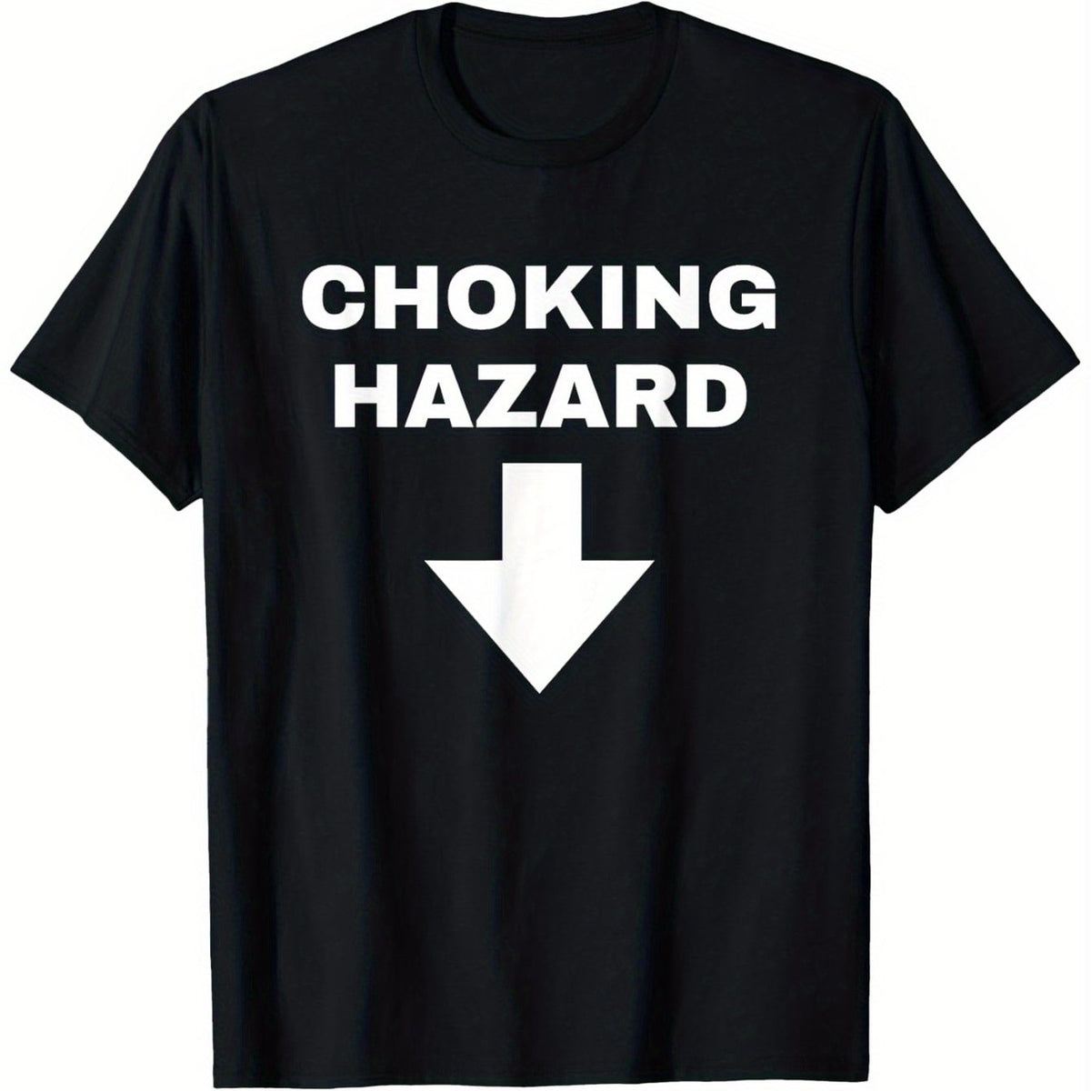 Funny Choking Hazard Dad Joke Gift T-Shirt for Men - 180g Pure Cotton Breathable & Sweat-Absorbing Black Tee, Machine Washable Regular Fit Casual Sports & Casual Attire, Leisure Clothing, Humorous Print, Comfortable Fit