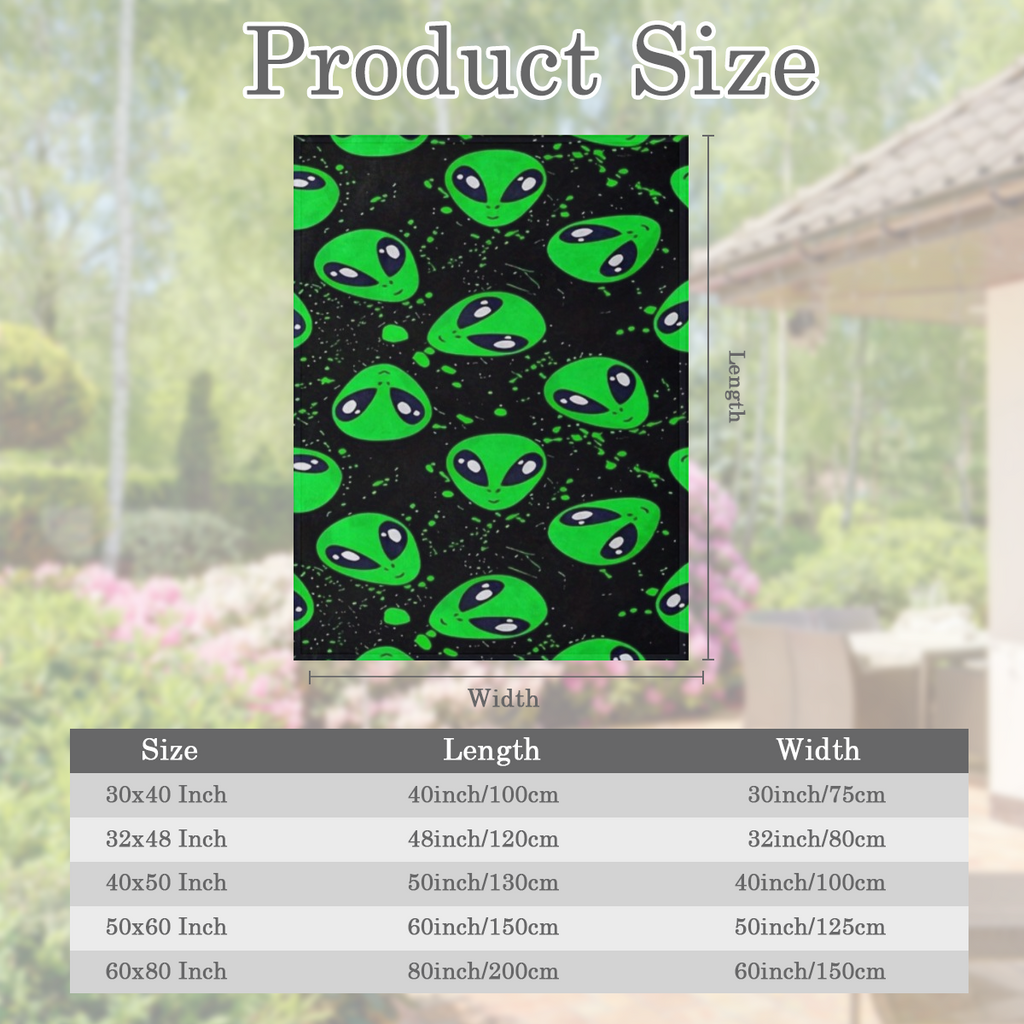 Contemporary Alien Pattern Flannel Throw Blanket - Hypoallergenic, Tear- Resistant, Knitted, All- Season, Multipurpose Blanket for Sofa, Nap, Travel - Green Digital Print Fleece, 100 Polyester