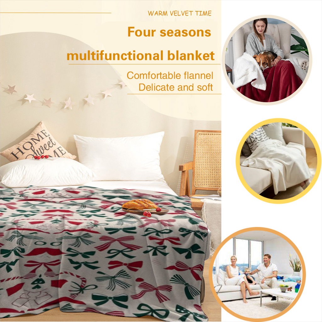 Kringle Express 60x80 Holiday Printed Throw with Border