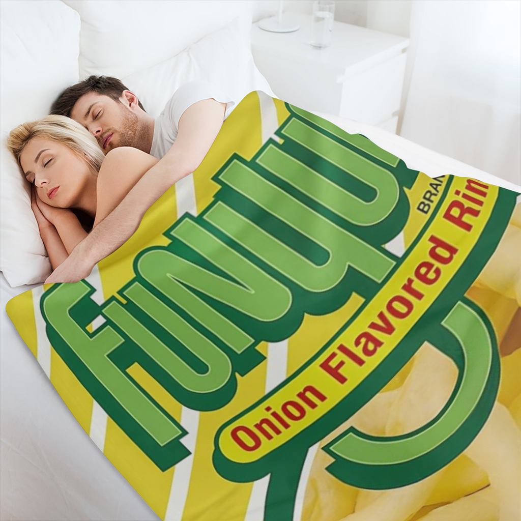 1pc Funyuns Onion Flavored Rings Flannel Blanket - Soft Twill Throw for All Seasons Non-Electric Hand Washable Versatile for Bed Sofa Office Camping - Various Sizes Available