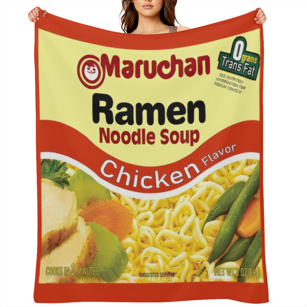 1pc Instant Noodle Soup Chicken Flavor Ramen Blanket Soft Cozy Lightweight Flannel Fluffy Microfiber All Season Funny Food Blanket Fuzzy Plush Throw Blankets For Couch Sofa Bed