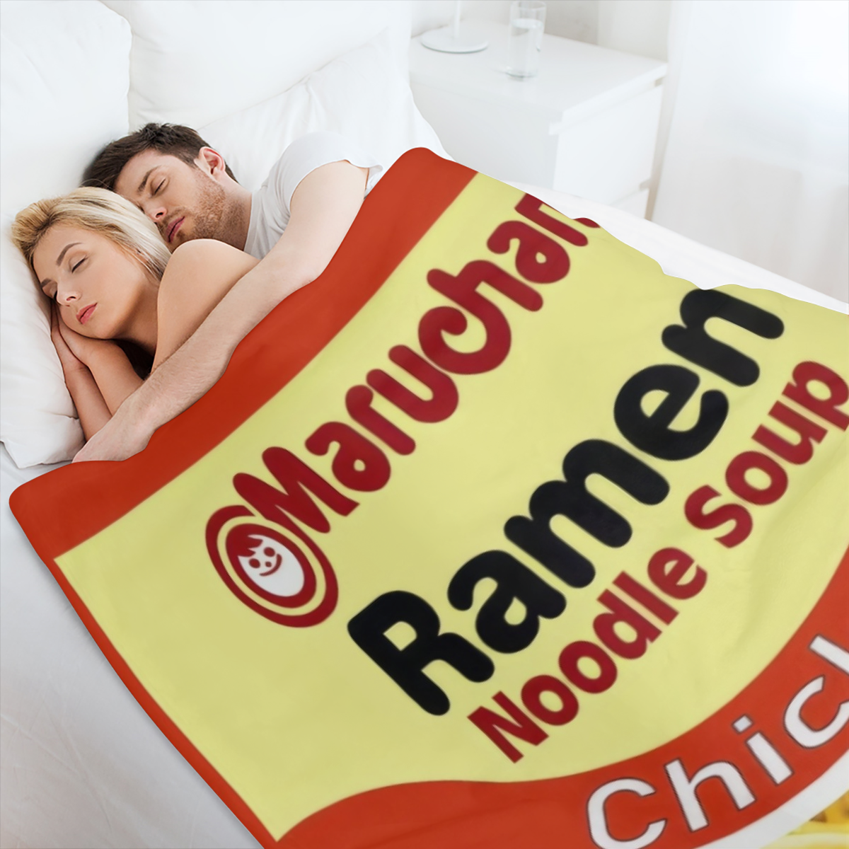 1pc Instant Noodle Soup Chicken Flavor Ramen Blanket Soft Cozy Lightweight Flannel Fluffy Microfiber All Season Funny Food Blanket Fuzzy Plush Throw Blankets For Couch Sofa Bed