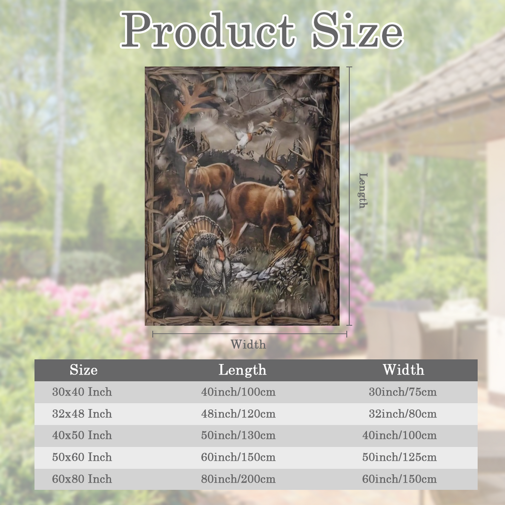 1pc Vintage Blanket, Forest Elk Wild Chicken Print Flannel Blanket, Soft Warm Throw Blanket Nap Blanket For Couch Sofa Office Bed Camping Travel, Multi- purpose Gift Blanket For All Season