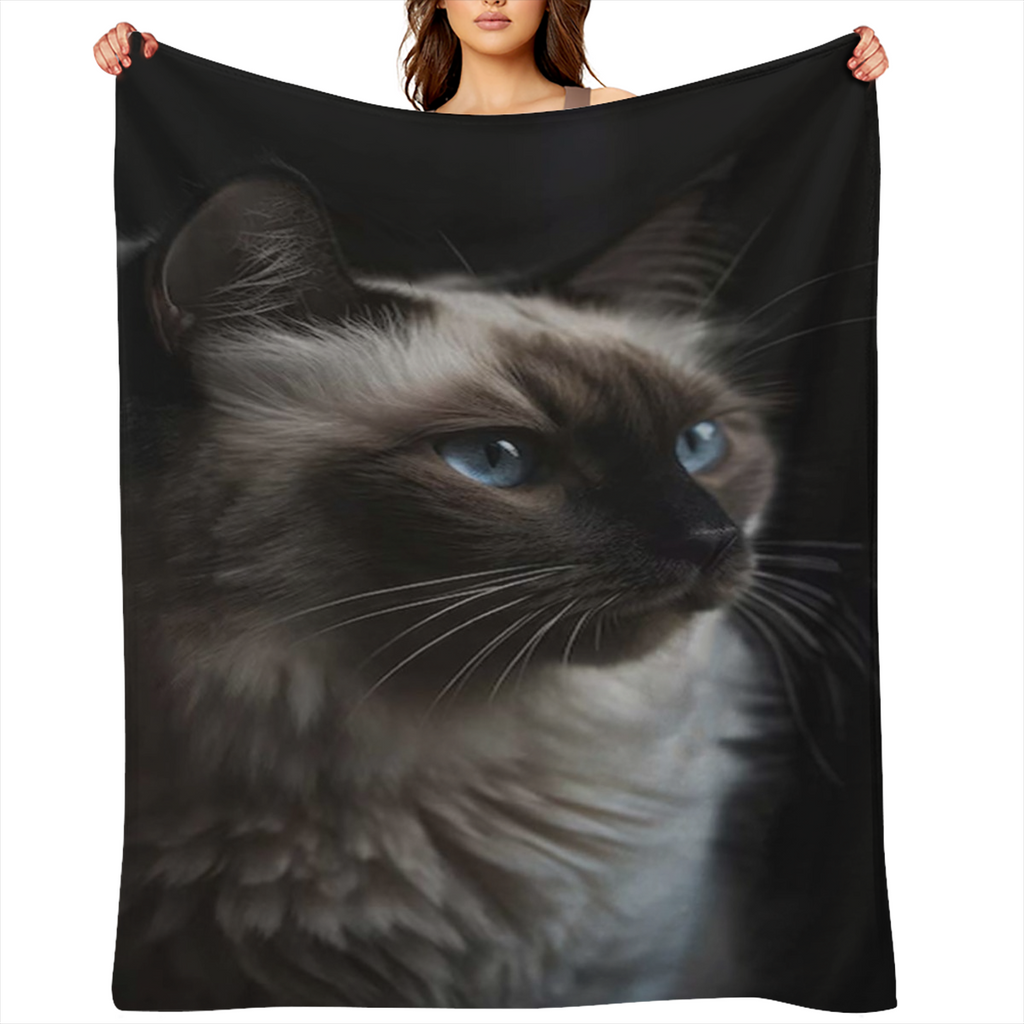 Cozy Black White Kitten Flannel Throw Blanket - Soft Warm and Versatile for All Seasons - Perfect Gift for Cat Lovers