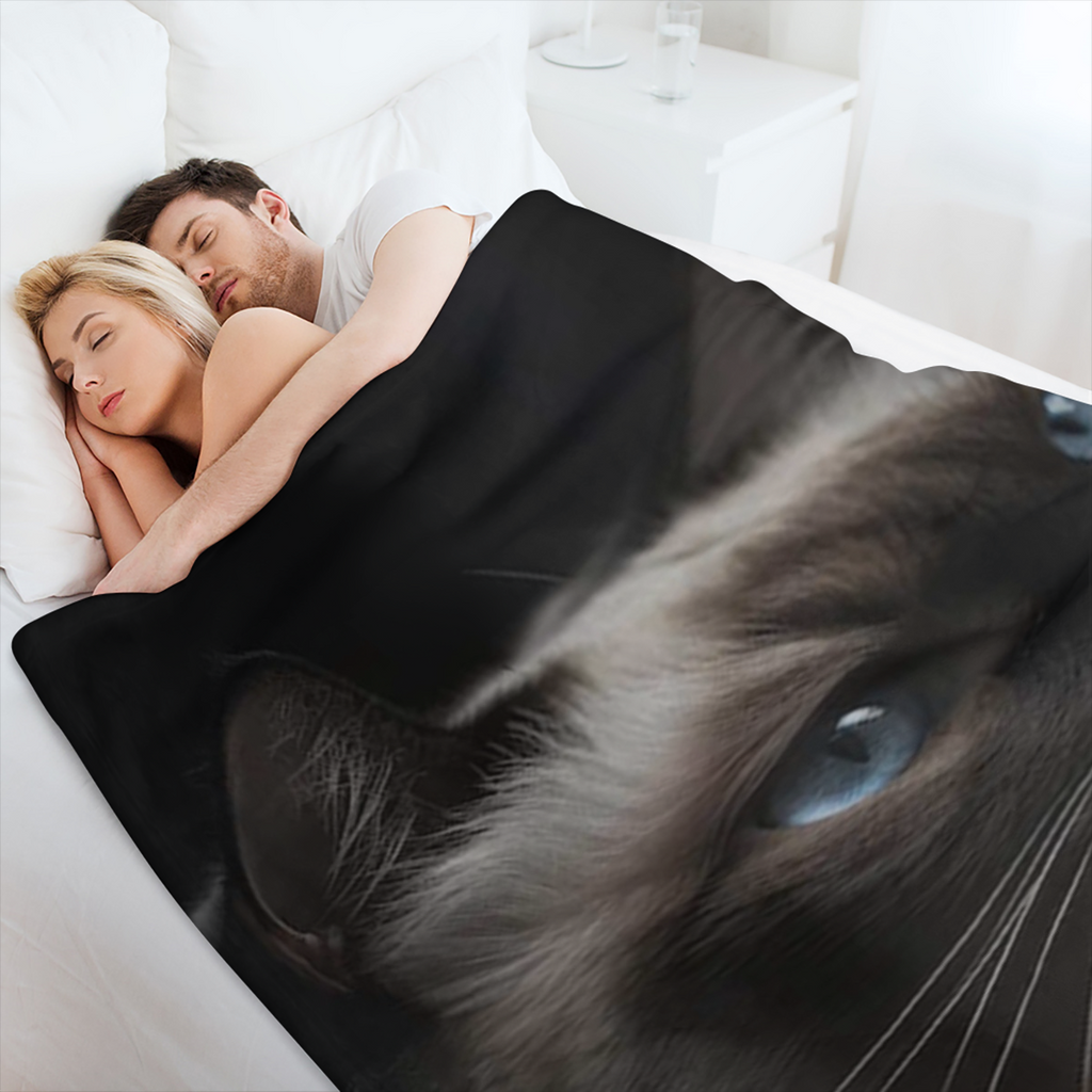 Cozy Black White Kitten Flannel Throw Blanket - Soft Warm and Versatile for All Seasons - Perfect Gift for Cat Lovers