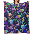 1pc Glam Style Geometric Dinosaur Print Flannel Throw Blanket - Stain Resistant, All Seasons Knit Fabric, Polyester, Animal Theme, Warm & Cozy Couch Sofa Bed Nap Blanket - Ideal for Birthday, Hallowee