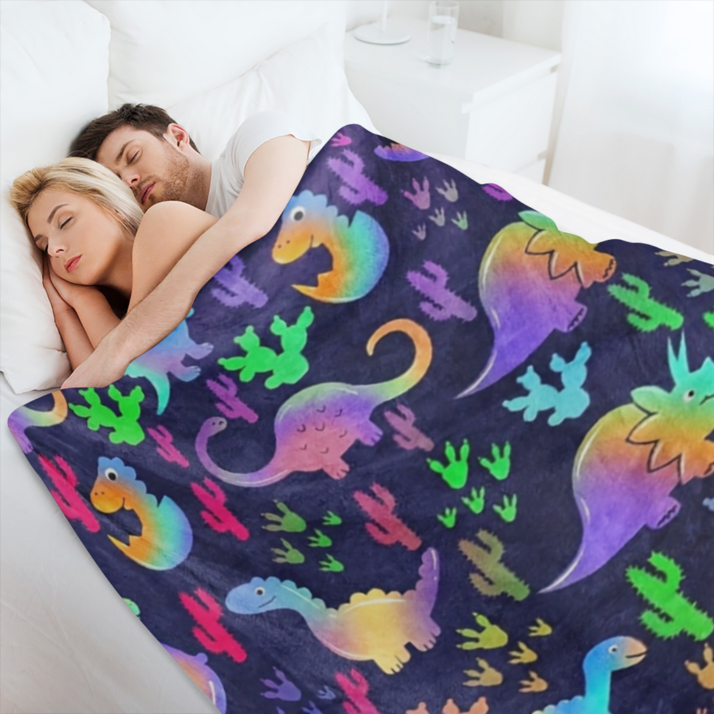 1pc Glam Style Geometric Dinosaur Print Flannel Throw Blanket - Stain Resistant, All Seasons Knit Fabric, Polyester, Animal Theme, Warm & Cozy Couch Sofa Bed Nap Blanket - Ideal for Birthday, Hallowee