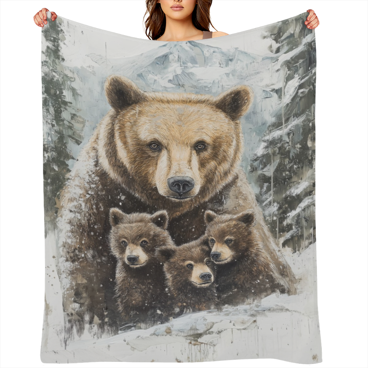 1pc Cozy Brown Bear Print Flannel Blanket - Perfect for Travel, Sofa, Bed, and Office - Ideal Gift for Boys, Girls, and Adults - Available All Season