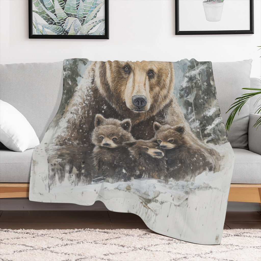 1pc Cozy Brown Bear Print Flannel Blanket - Perfect for Travel, Sofa, Bed, and Office - Ideal Gift for Boys, Girls, and Adults - Available All Season