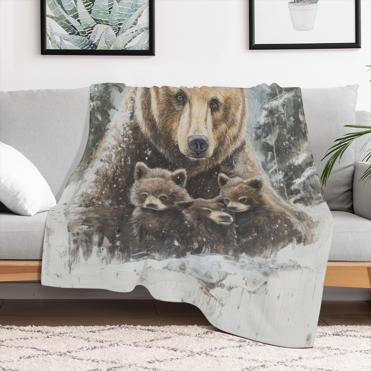 1pc Cozy Brown Bear Print Flannel Blanket - Perfect for Travel, Sofa, Bed, and Office - Ideal Gift for Boys, Girls, and Adults - Available All Season