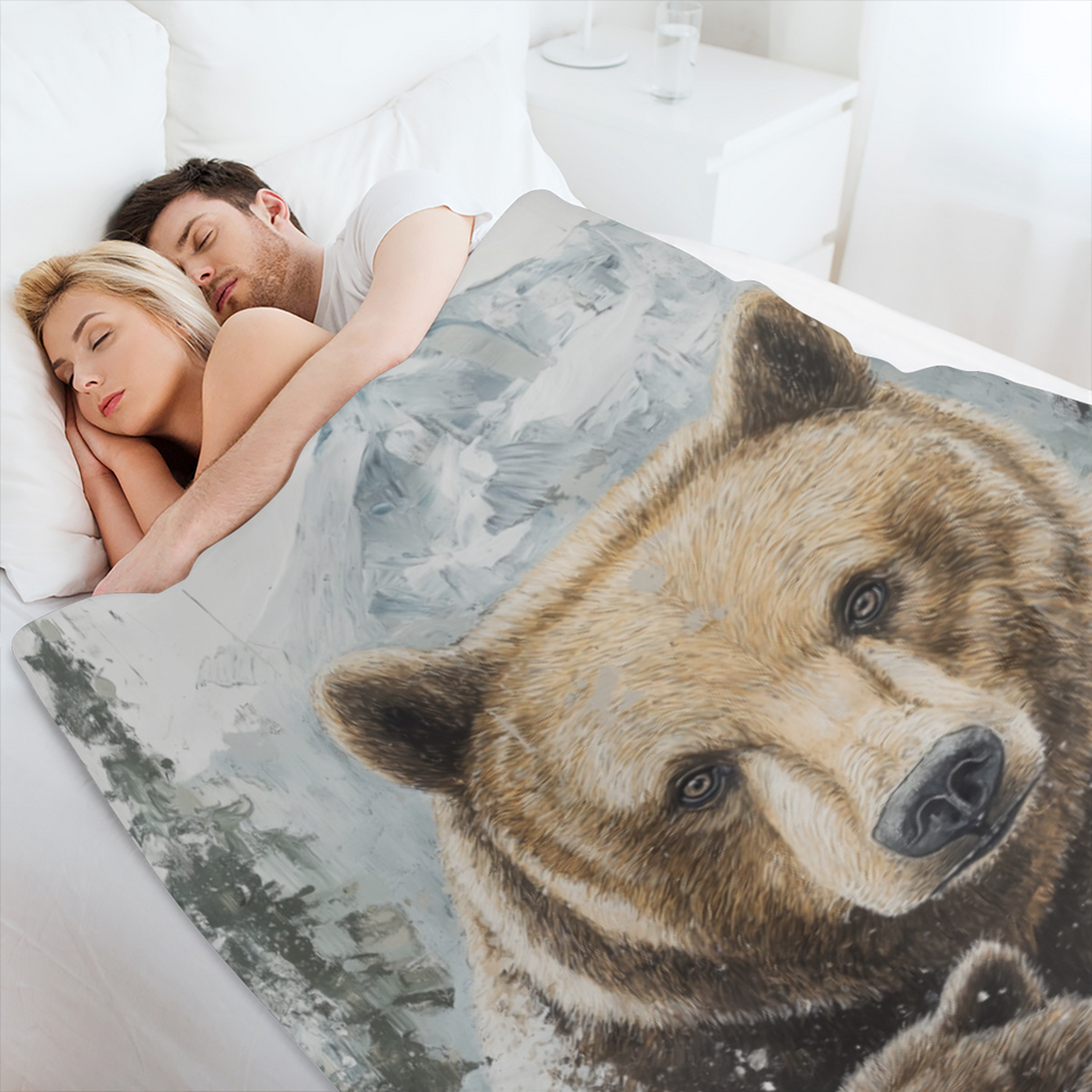 1pc Cozy Brown Bear Print Flannel Blanket - Perfect for Travel, Sofa, Bed, and Office - Ideal Gift for Boys, Girls, and Adults - Available All Season
