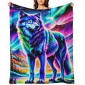 1pc Wolf Print Lightweight Flannel Throw Blanket - Soft, Warm, and Cozy for Sofa, Bed, Travel, Camping, Living Room, Office, Couch, Chair - All- Season Polyester Knit Blanket, Machine Washable, Digita