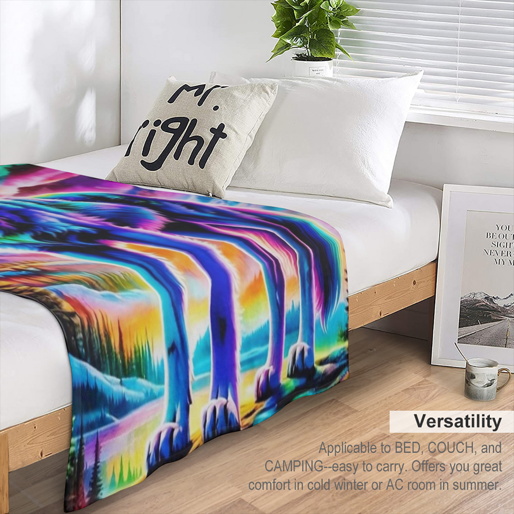 1pc Wolf Print Lightweight Flannel Throw Blanket - Soft, Warm, and Cozy for Sofa, Bed, Travel, Camping, Living Room, Office, Couch, Chair - All- Season Polyester Knit Blanket, Machine Washable, Digita