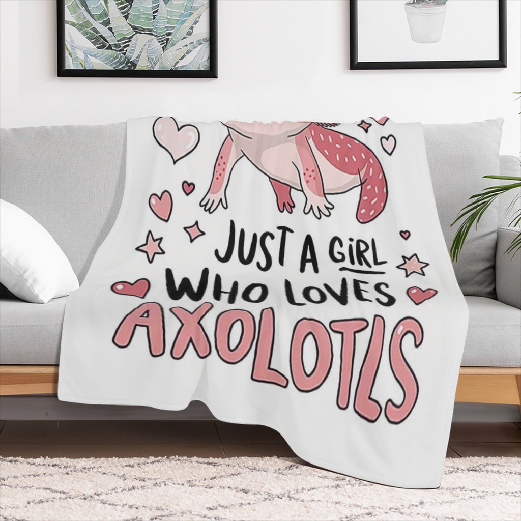 1pc Cute Axolotl Blanket Pink Axolotl with Hearts and Stars Print Perfect for Bedroom Decor Sofa Throw Bedspread Couch Cover Picnic Blanket Wall Hanging and Nursery Decor.