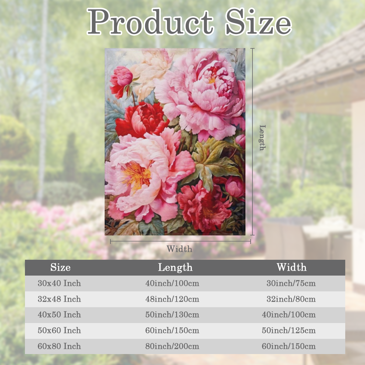 Manta de flores de peon¨ªa contempor¨¢nea - Franela de poli¨¦ster tejida para todas las estaciones, estampado suave y c¨¢lido, impreso digital, manta acogedora para siesta y viaje para decoraci¨®n de