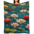 Vintage Lotus Flannel Throw Blanket, Soft, Warm, Durable All-Season Cozy Cover for Couch, Bed, Camping -Large Size 60X80 Inch