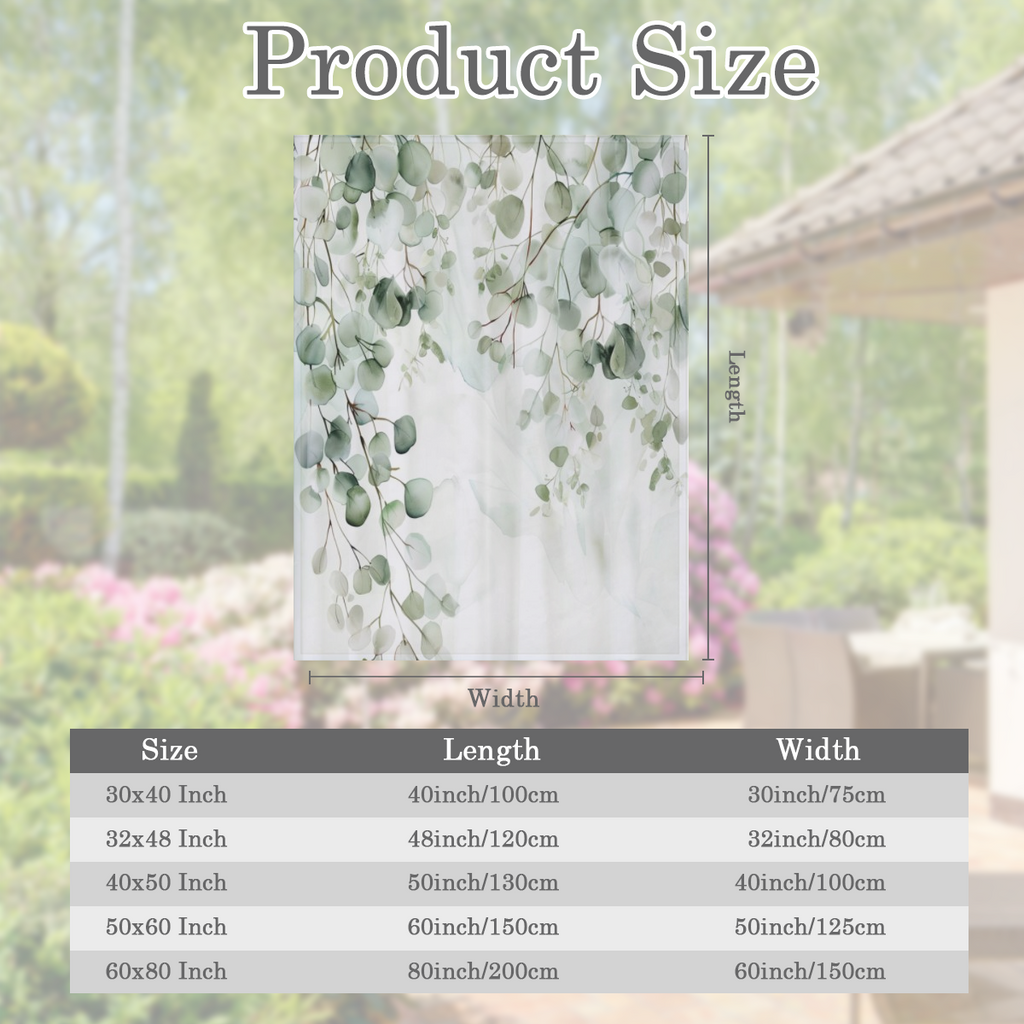 Soft & Cozy Eucalyptus Watercolor Flannel Throw Blanket - Rustic Leaf Design, Lightweight & Versatile for Couch, Bed, or Office Decor, All-Season Comfort, 280GSM Polyester Blend, Cozy Couch Accessory