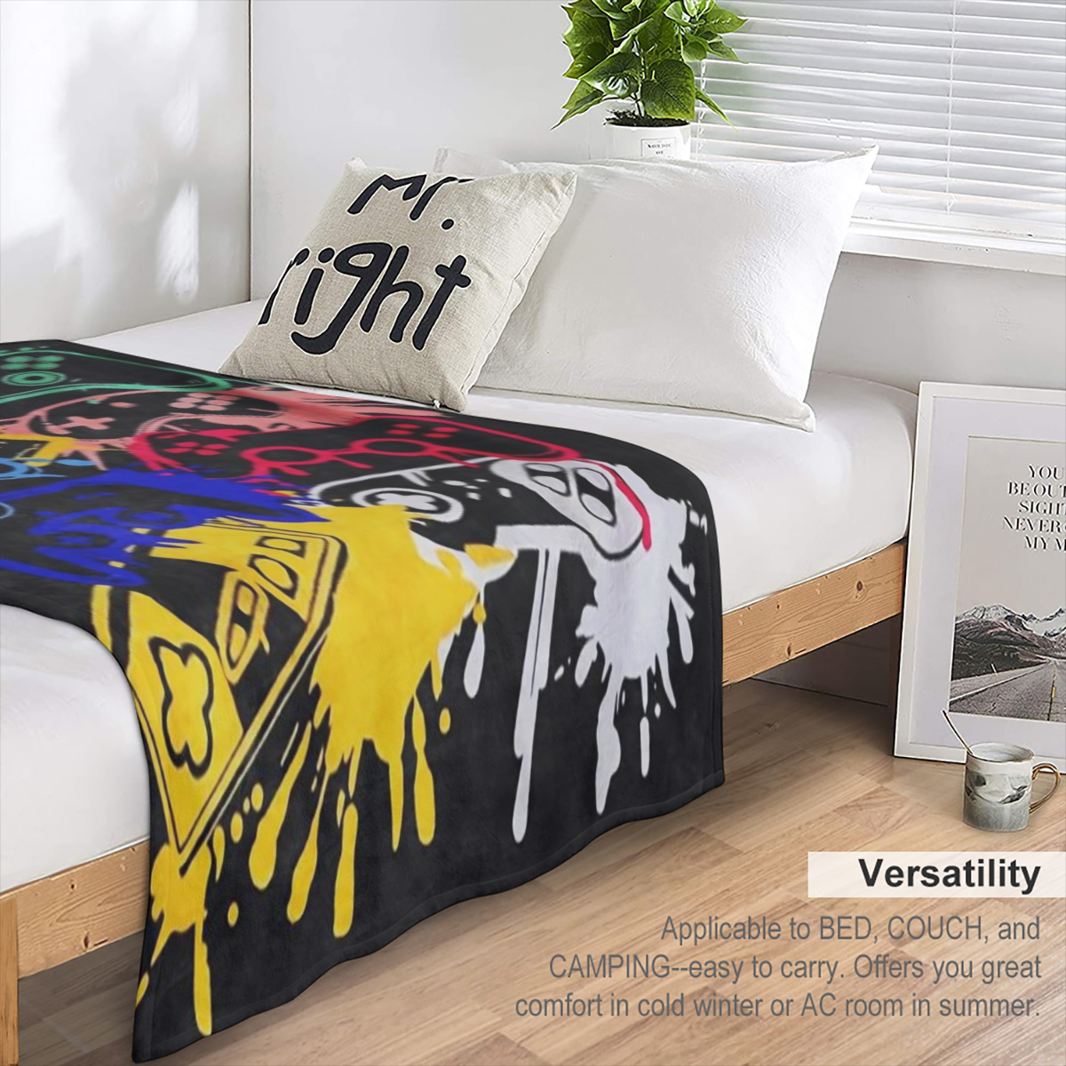 1pc Cozy Sloth Print Flannel Blanket - Soft, Lightweight, and Warm Throw for Sofa, Bed, Travel, Camping, Living Room, Office, Couch, Chair, and Bed - Perfect for Indoor and Outdoor