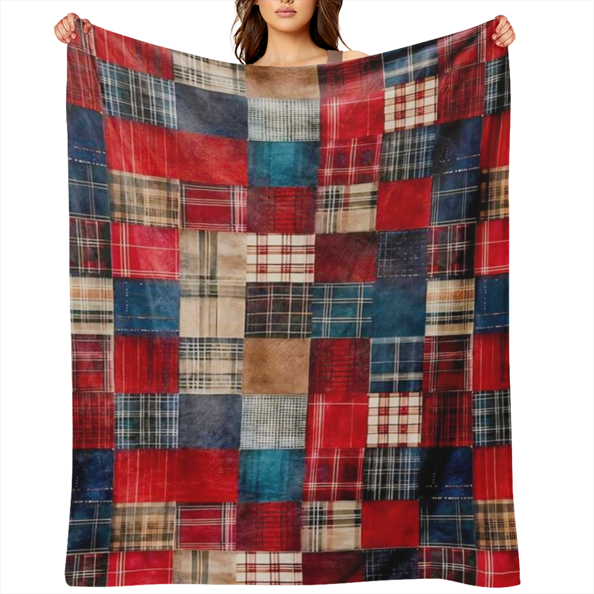 1pc Traditional-Style Plaid Flannel Fleece Blanket - All Seasons Machine Washable Stain Tear Resistant Digital Print Quilted Polyester Knit Fabric Soft Warm Multipurpose Throw for Home Decor