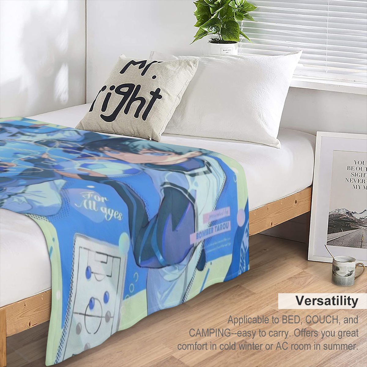 1pc Cartoon Basketball Boy Image Digital Printed Blanket Soft And Comfortable Suitable for Home School Air-Conditioned Room Office Or Outdoor Adventure Souvenir for Relatives - Machine Washable - All