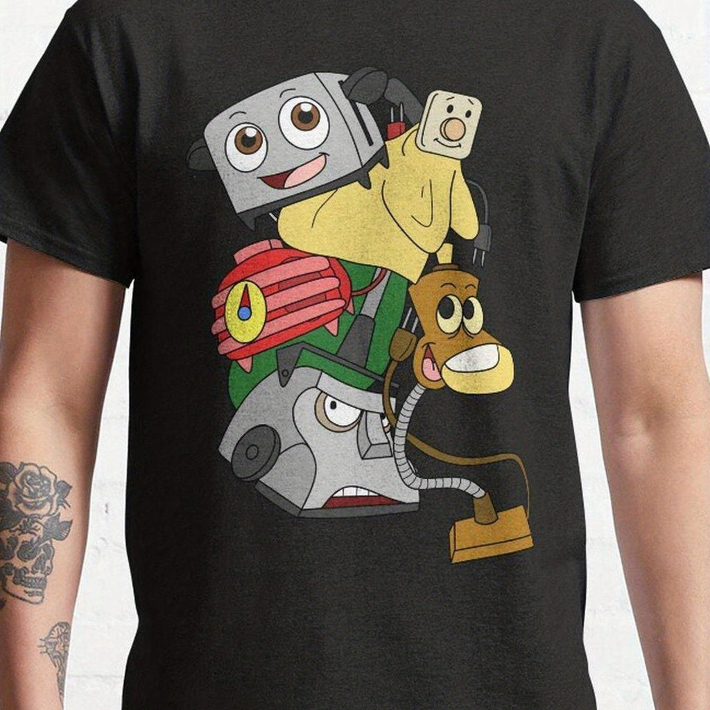 Men'S Vintage Brave Little Toaster & Friends Movie T-Shirt | Retro Animation Crew Neck Tee with Toaster, Lamp Posts - Black Graphic Shirt for '80s Film Fans, Birthday Gifts, Casual Casual Attire - Soft Breathable All-Season Apparel, Unisex T-shirt