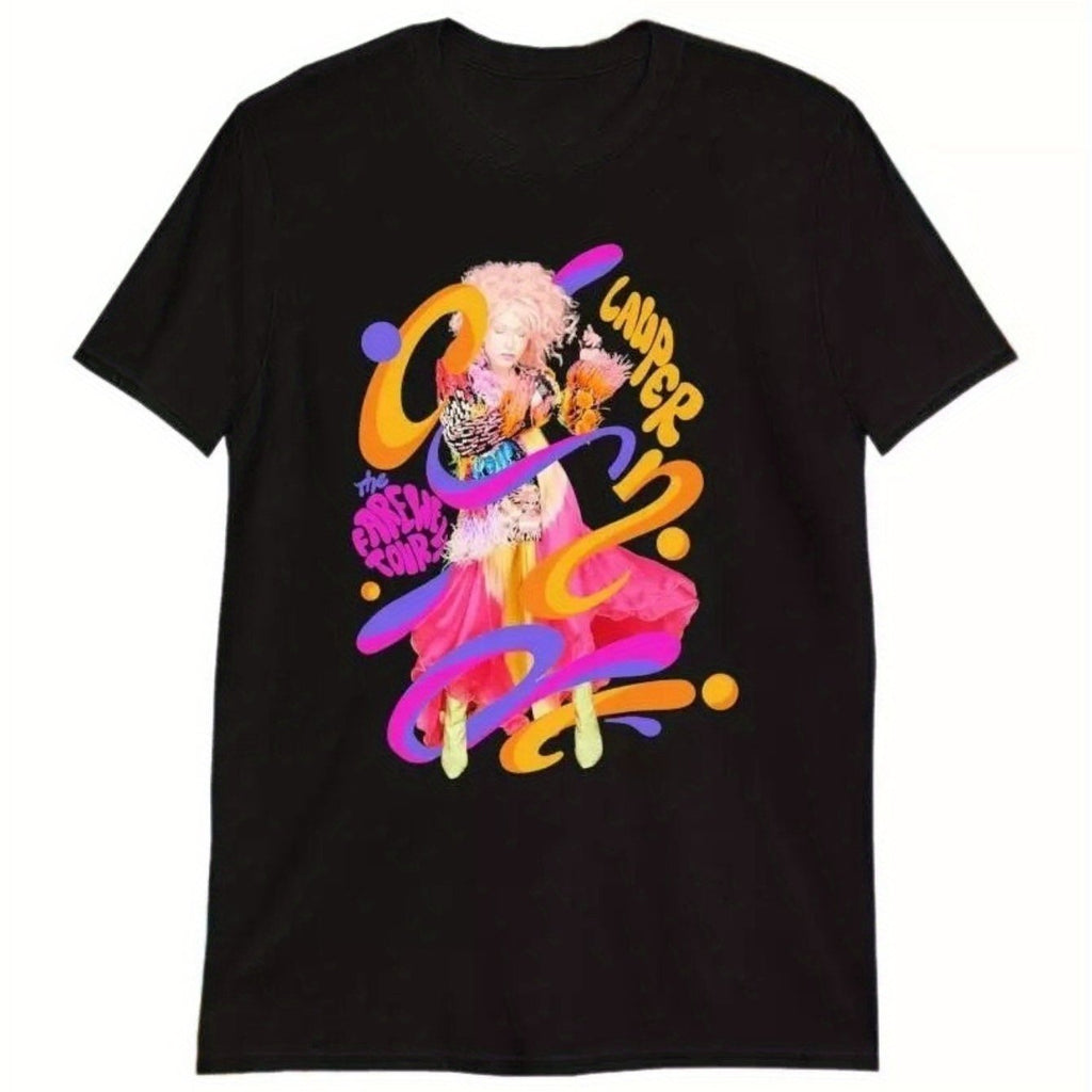 The Farewell Cyndi Lauper 2024 Fan Gift Cotton Printed Shirt - Vintage Style, Short Sleeve, Crew Neck, Medium Stretch, Vibrant Color Design, Perfect for Adults, Casual Wear|Vibrant Graphic Tee|Medium Stretch Fabric