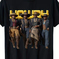 Outdoor Adventures Men'S Black Cotton Graphic T-Shirt - Howdy Print with Cowboy Design, Casual Short Sleeve Crew Neck, Lightweight & Breathable for Casual Attire