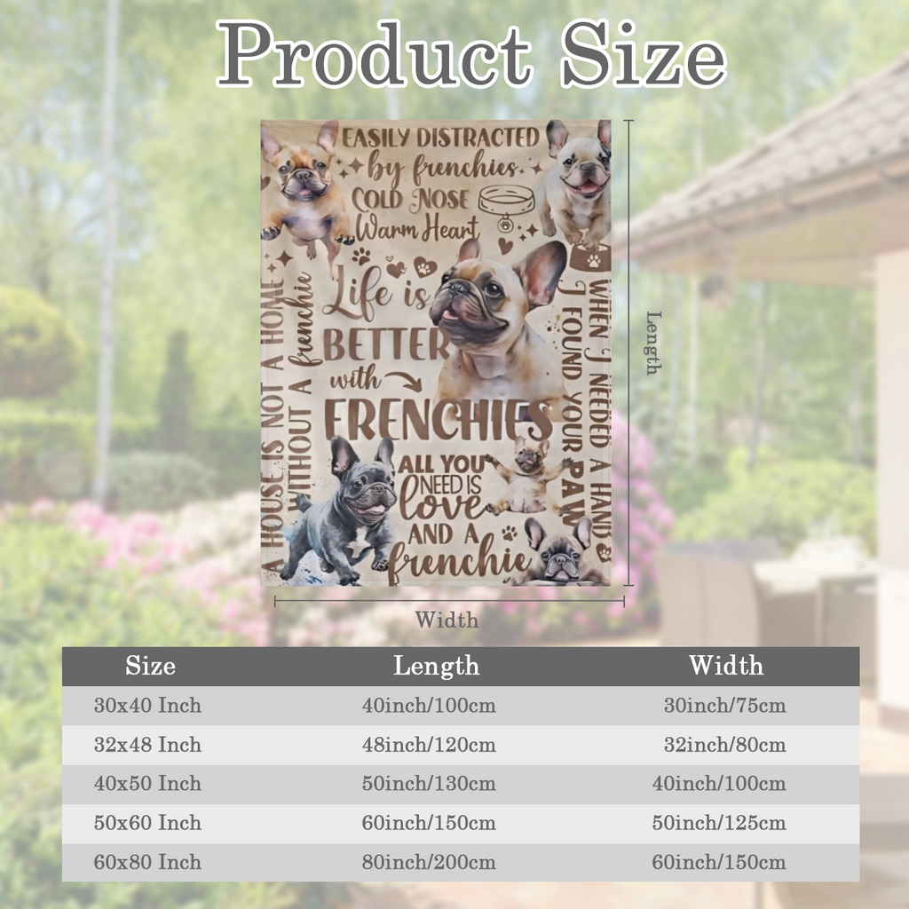 Cozy French Bulldog Throw Blanket - Life is Better with Frenchies Design Soft Warm Polyester Blend Machine Washable Ideal for Dog Lovers All- Season Comfort Home DecorPlayful Dog DesignMachine Washabl