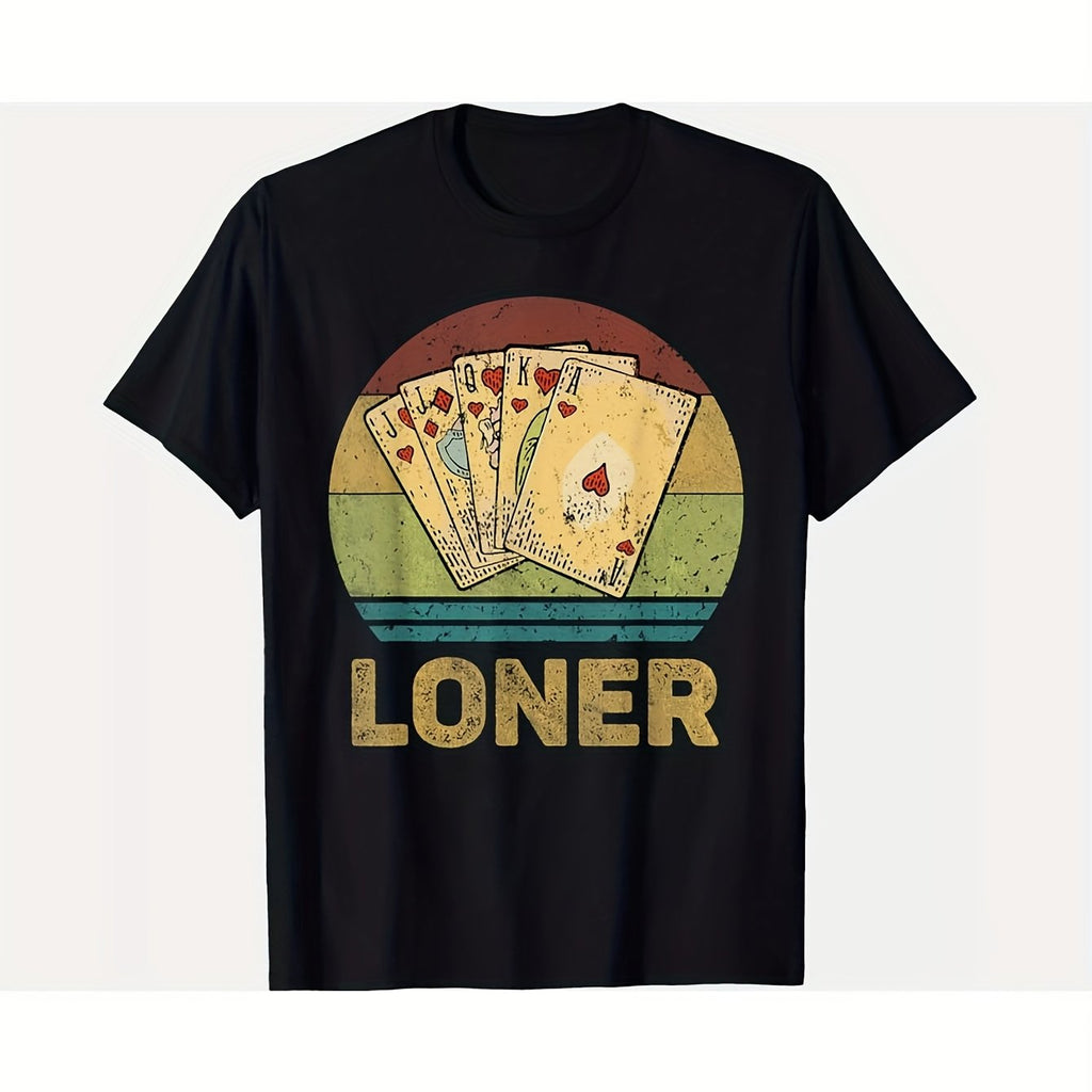 Loner Vintage Euchre Card Game Cotton Birthday Shirt for Him - 180g