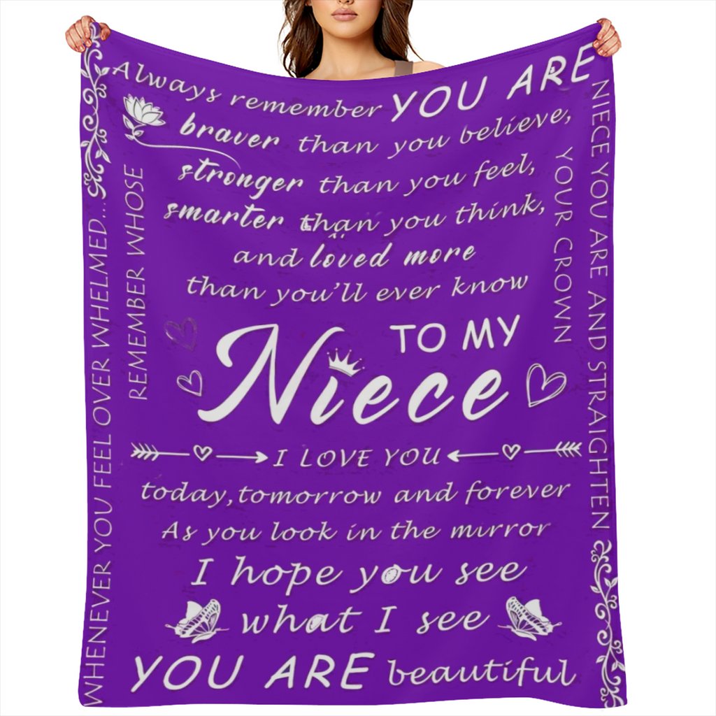 A letter to my niece with printed blankets, contemporary style blankets, outdoor blankets, travel camping blankets, soft and comfortable blankets, travel sofa beds, office home decor, birthday gift bl