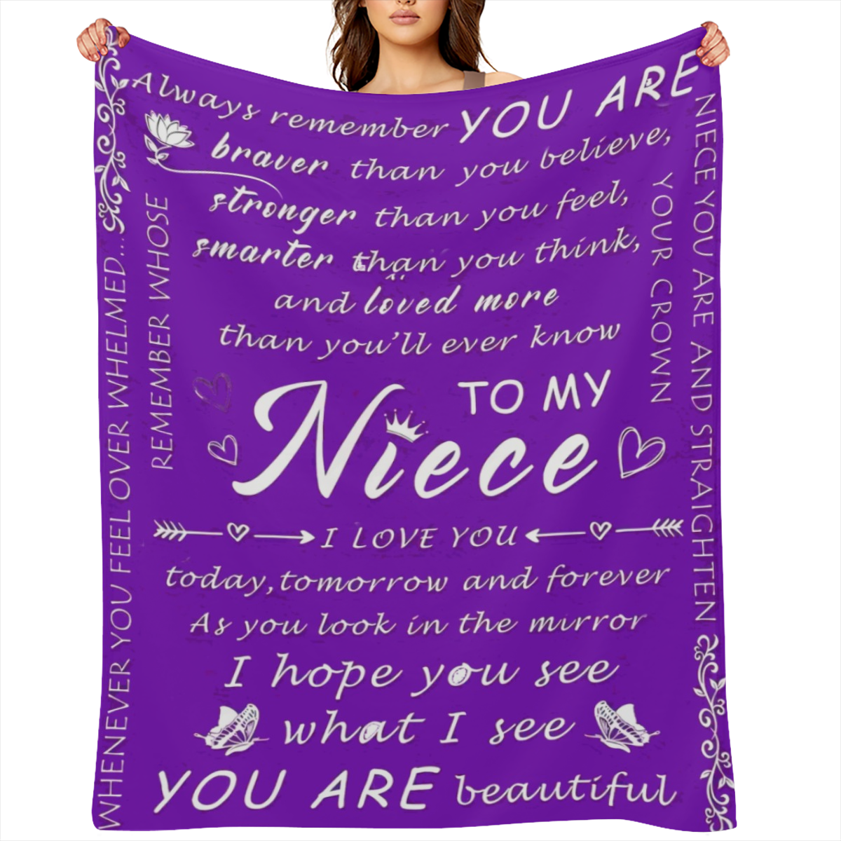 A letter to my niece with printed blankets, contemporary style blankets, outdoor blankets, travel camping blankets, soft and comfortable blankets, travel sofa beds, office home decor, birthday gift bl