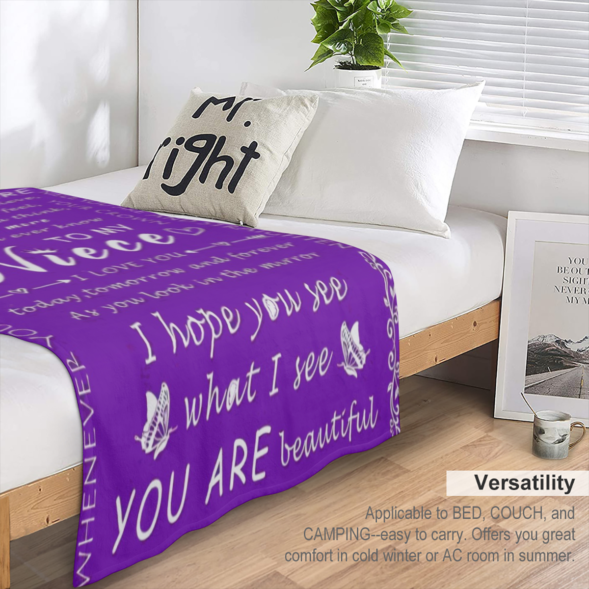 A letter to my niece with printed blankets, contemporary style blankets, outdoor blankets, travel camping blankets, soft and comfortable blankets, travel sofa beds, office home decor, birthday gift bl