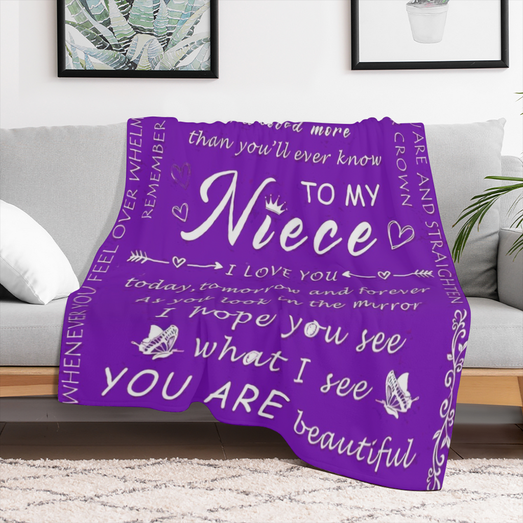 A letter to my niece with printed blankets, contemporary style blankets, outdoor blankets, travel camping blankets, soft and comfortable blankets, travel sofa beds, office home decor, birthday gift bl