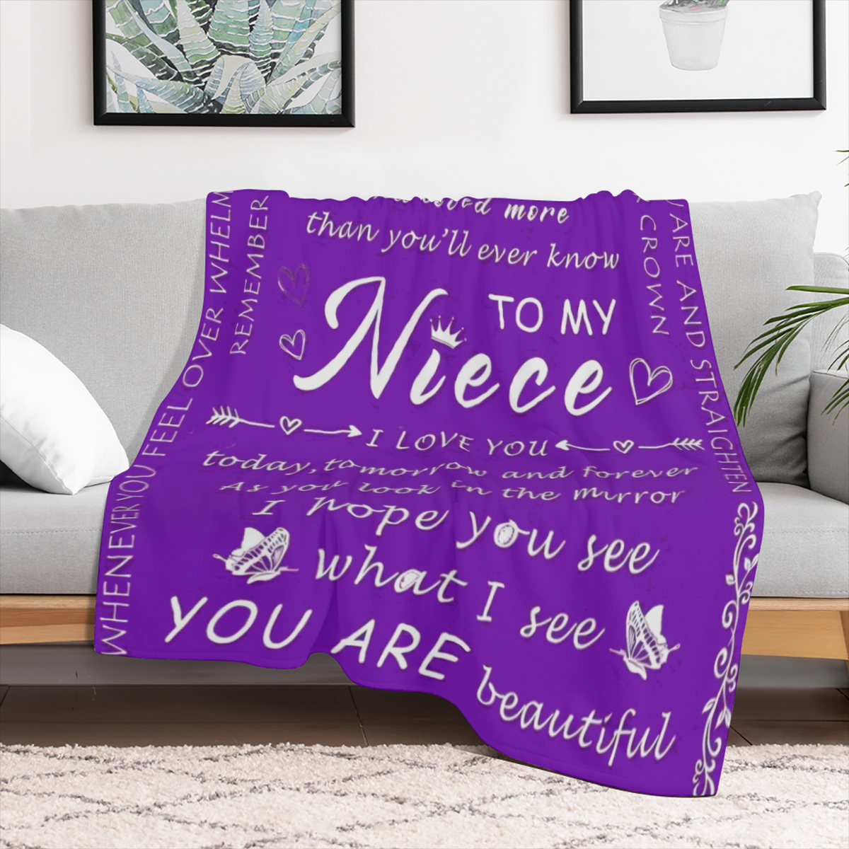 A letter to my niece with printed blankets, contemporary style blankets, outdoor blankets, travel camping blankets, soft and comfortable blankets, travel sofa beds, office home decor, birthday gift bl
