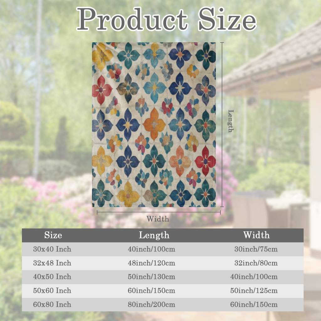 A vintage geometric floral print fleece blanket - soft, warm, all year round knitted polyester blanket for sofas, beds, offices, camping, travel - the ideal gift for any occasion.