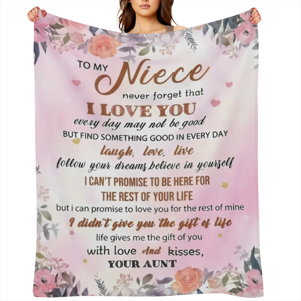 All- Season Soft & Cozy Flannel Throw Blanket - Perfect for Travel, Sofa, Bed, Office Nap - Ideal Birthday Gift ' to My Niece' Print