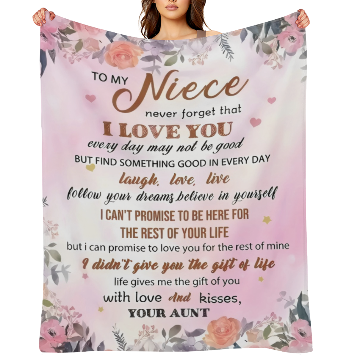 All- Season Soft & Cozy Flannel Throw Blanket - Perfect for Travel, Sofa, Bed, Office Nap - Ideal Birthday Gift ' to My Niece' Print