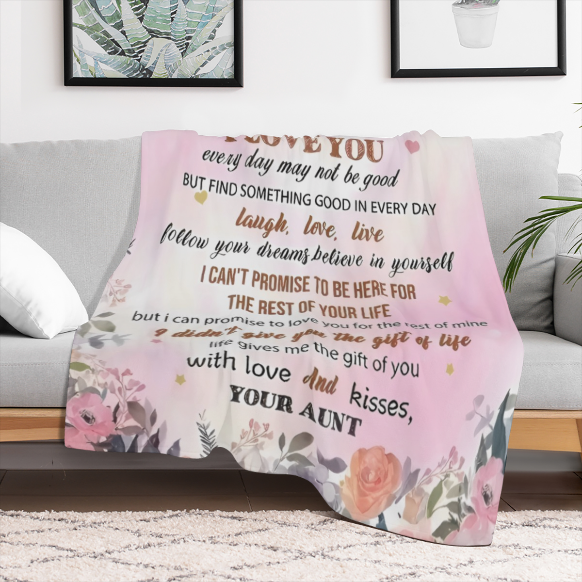 All- Season Soft & Cozy Flannel Throw Blanket - Perfect for Travel, Sofa, Bed, Office Nap - Ideal Birthday Gift ' to My Niece' Print