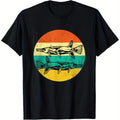 T-shirt Homme Vintage Graphique Pêche Design Truite Rétro Années 70/80 avec Bande Arc-en-ciel
