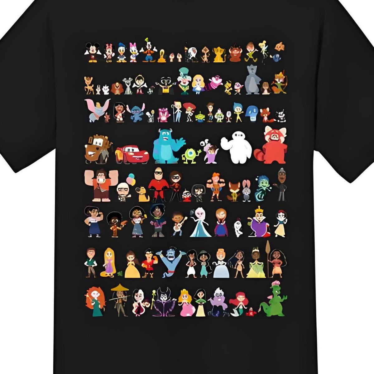 Mickey& Friends Colorful Graphic T-Shirt- 100% Cotton Short Sleeve Tee with Cartoon Grid Design, Round Neck for Men& Women, Perfect for Backyard BBQs, Casual Wear& Cartoon Fans, 180g Pure Cotton