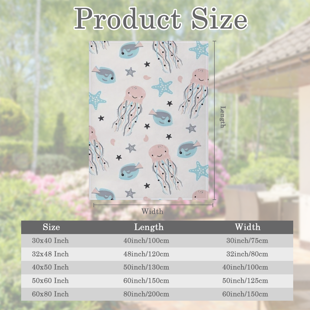 Cute Jellyfish Baby Blanket Cotton Blanket for Infants, Lightweight Soft Receiving Blanket & Swaddling Blanket for Crib, Stroller, Nursery Blankets