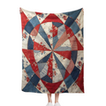 2d Flat 1pc Patchwork Red White Blue Quilt Pattern Cozy Throw Blanket, 4th Of July, Vibrant Patriotic Star Spangled Design, Ideal for Living Room Sofa, Bedroom Bed, Outdoor Picnic, for Families, Patri